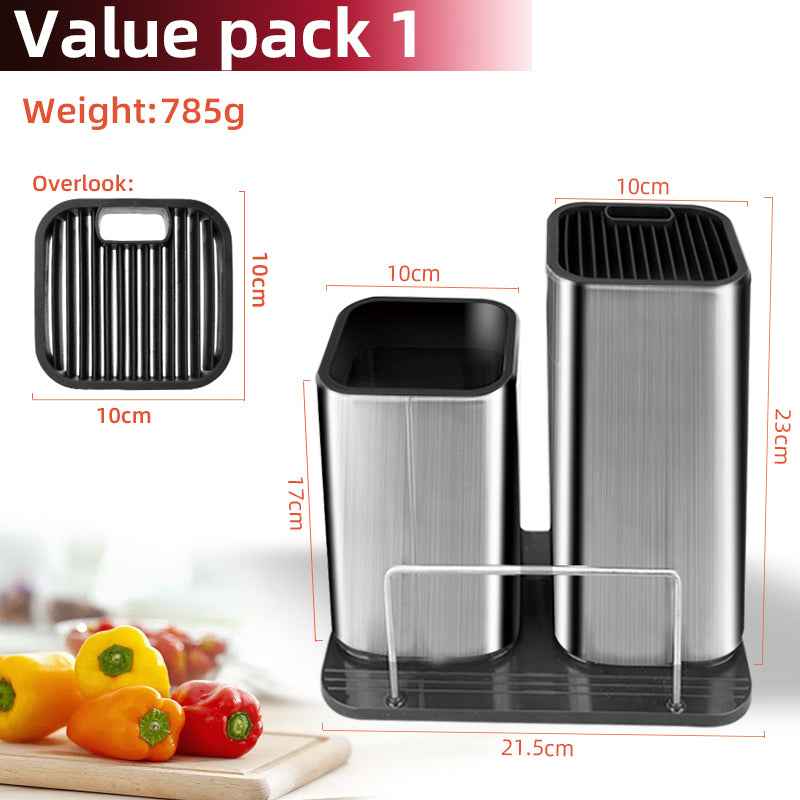 Drainable Knife Block & Chopping Board Countertop Drying Stand