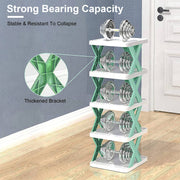 9-Tier Narrow Vertical Entryway Shoe Rack - Multi-angle profile view