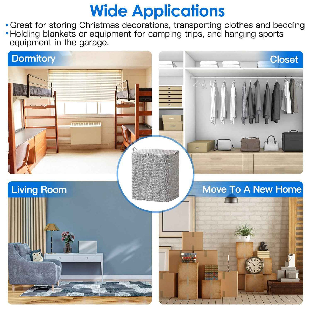 Foldable Non-Woven Closet Storage Bags with Clear Window (4-Pack)