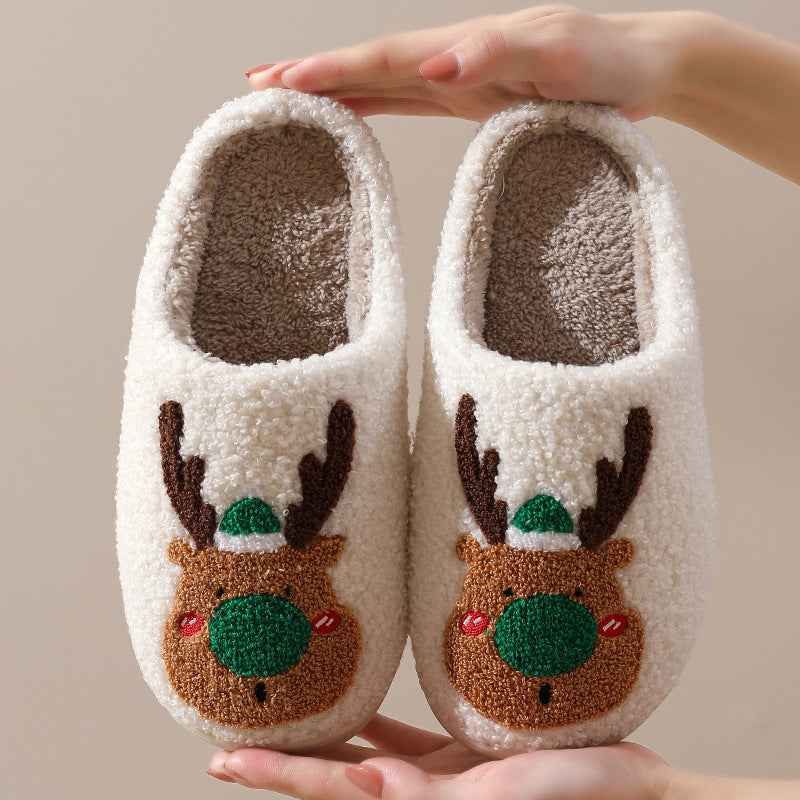 Plush Elk Fleece Winter House Slippers