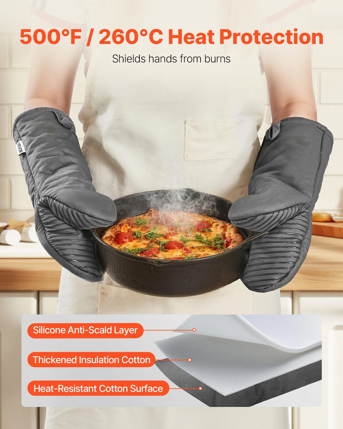 Heat-Resistant Silicone Oven Mitts (2-Pack, to 500°F)