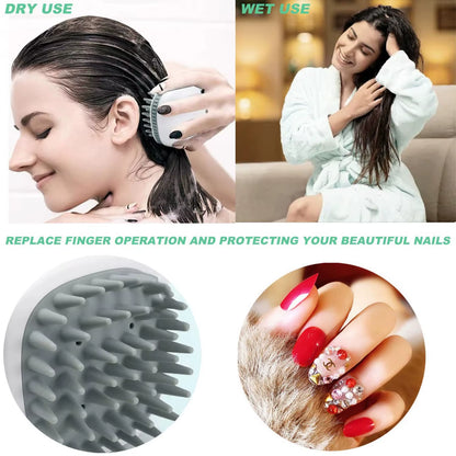 Hair Shampoo Brush with Soft Silicone,Scalp Massager Brush Head,Dandruff Removal,Waterproof Shower Scalp Scrubber