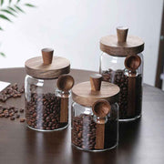 3-Piece Glass Pantry Canister Set with Spoons for Coffee, Tea & Snacks