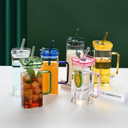6-Pack Glass Straw Cups with Lids