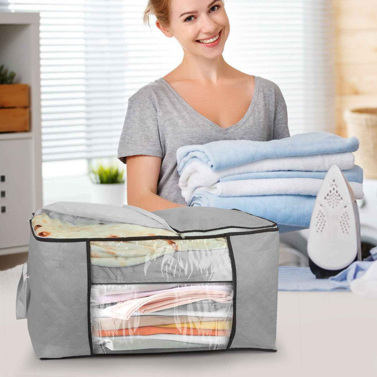 Heavy-Duty 90L Clothes & Bedding Storage Bags (2-Pack)