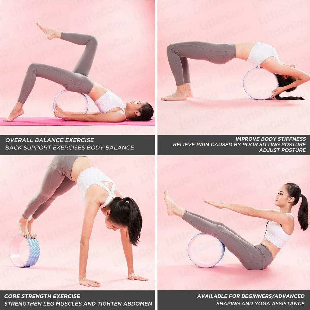 Yoga Wheel Roller for Improving Backbends Back Pain Massage Stretching Flexibility (Purple)