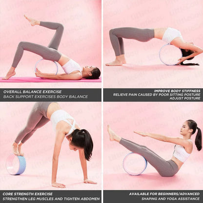 Yoga Wheel Roller for Improving Backbends Back Pain Massage Stretching Flexibility (Purple)