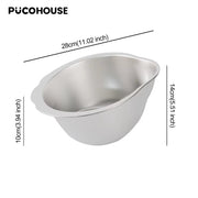 Stainless Slanted-Bottom Drain Bowl for Pasta, Rice, and Produce