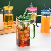 6-Pack Glass Straw Cups with Lids