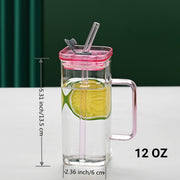 6-Pack Glass Straw Cups with Lids