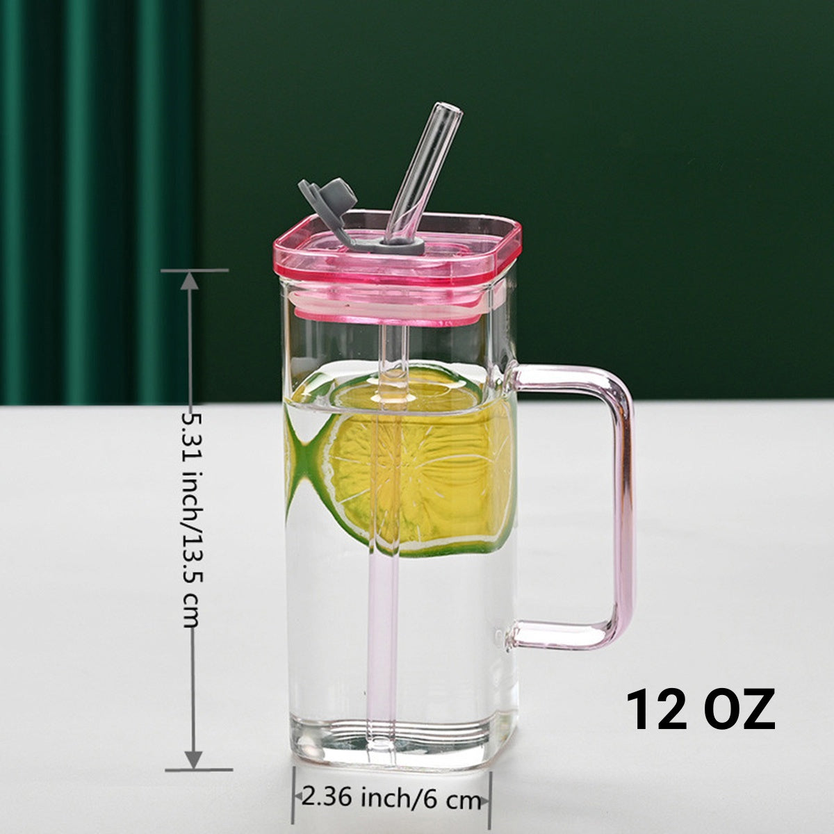 6-Pack Glass Straw Cups with Lids