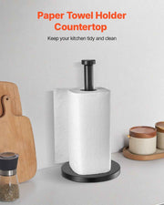 Weighted Stainless Steel Countertop Paper Towel Holder (One-Hand Tear)