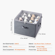 Under-Bed 16-Compartment Shoe Storage Organizer with Clear Cover