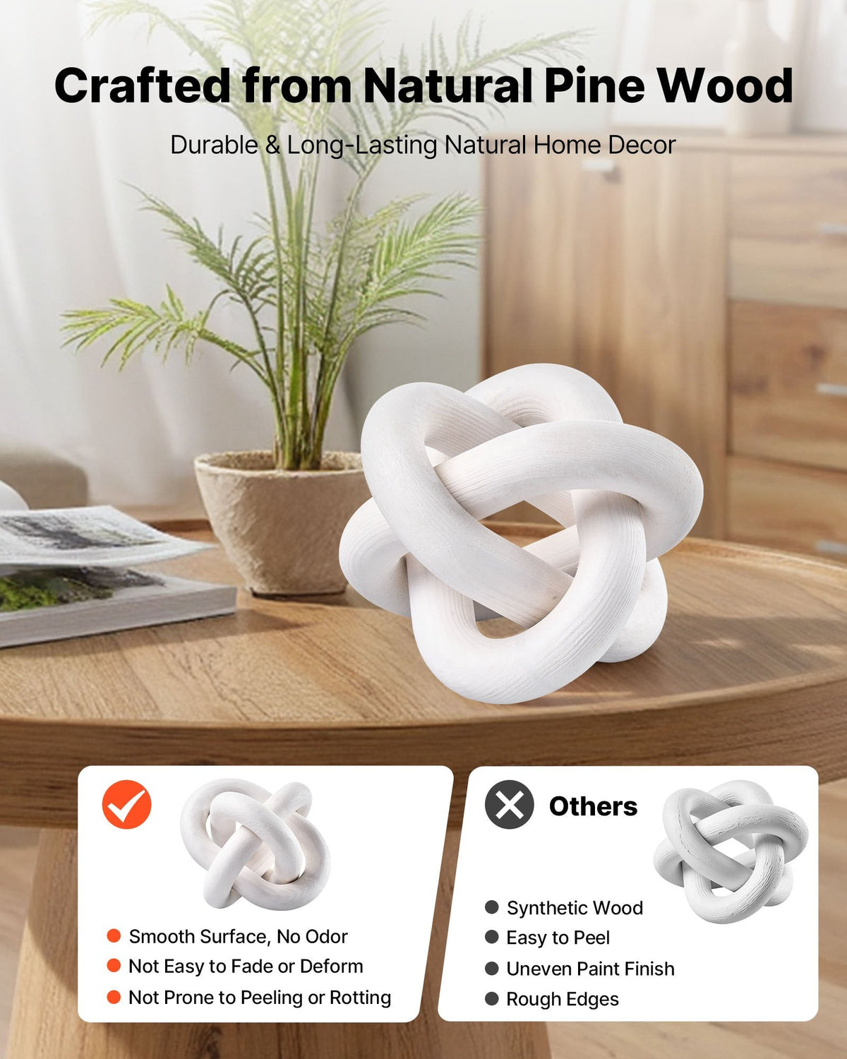 Hand-Carved Wooden Chain Link Decor