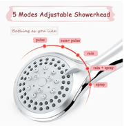 5-Setting High-Pressure Handheld Shower Head with 5 ft Hose