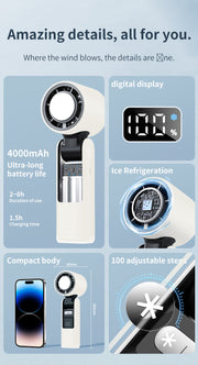 Rechargeable Digital Turbo Handheld Mini Cooling Fan - Multi-angle profile view