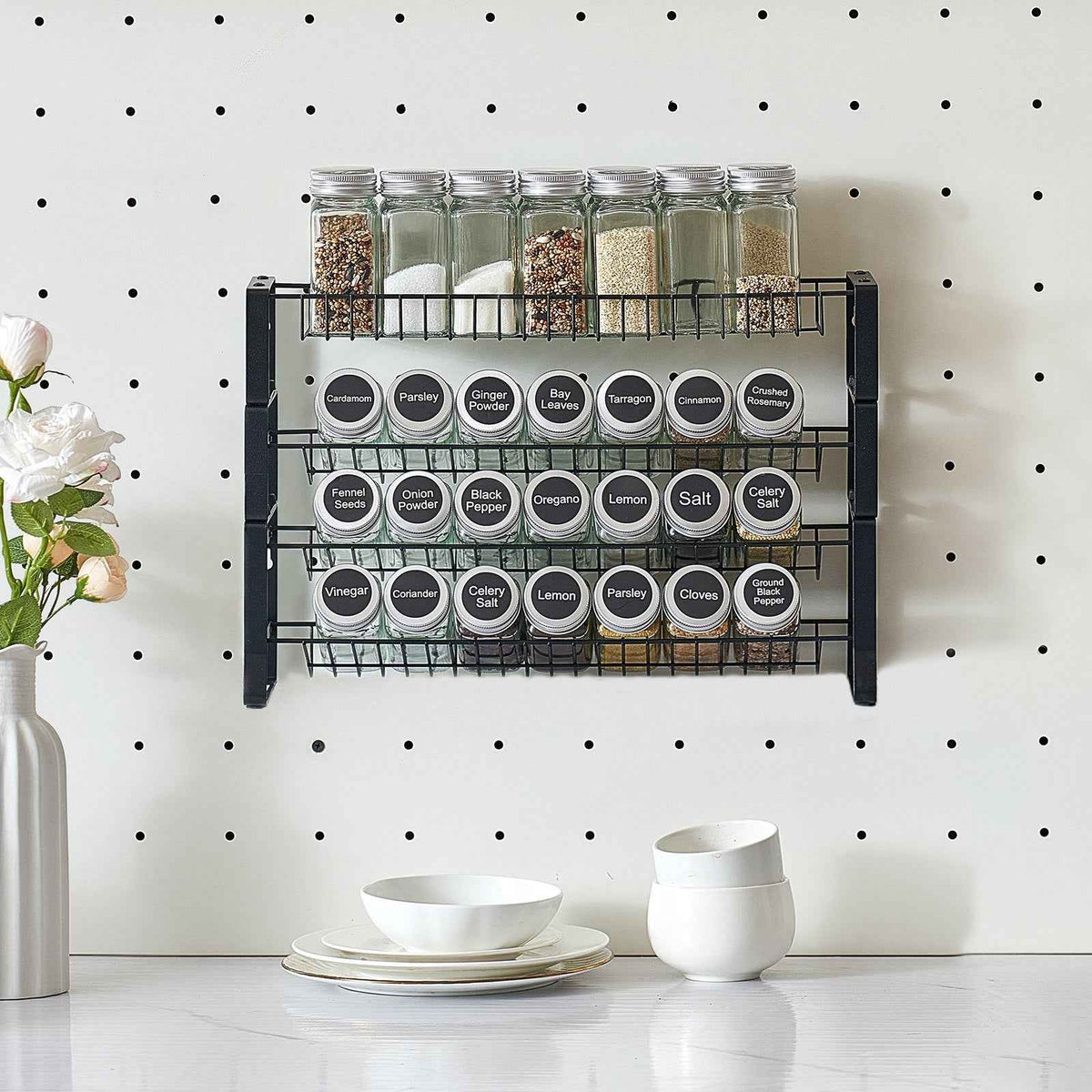 Expandable Countertop & Cabinet Spice Rack Organizer (18x11 in)