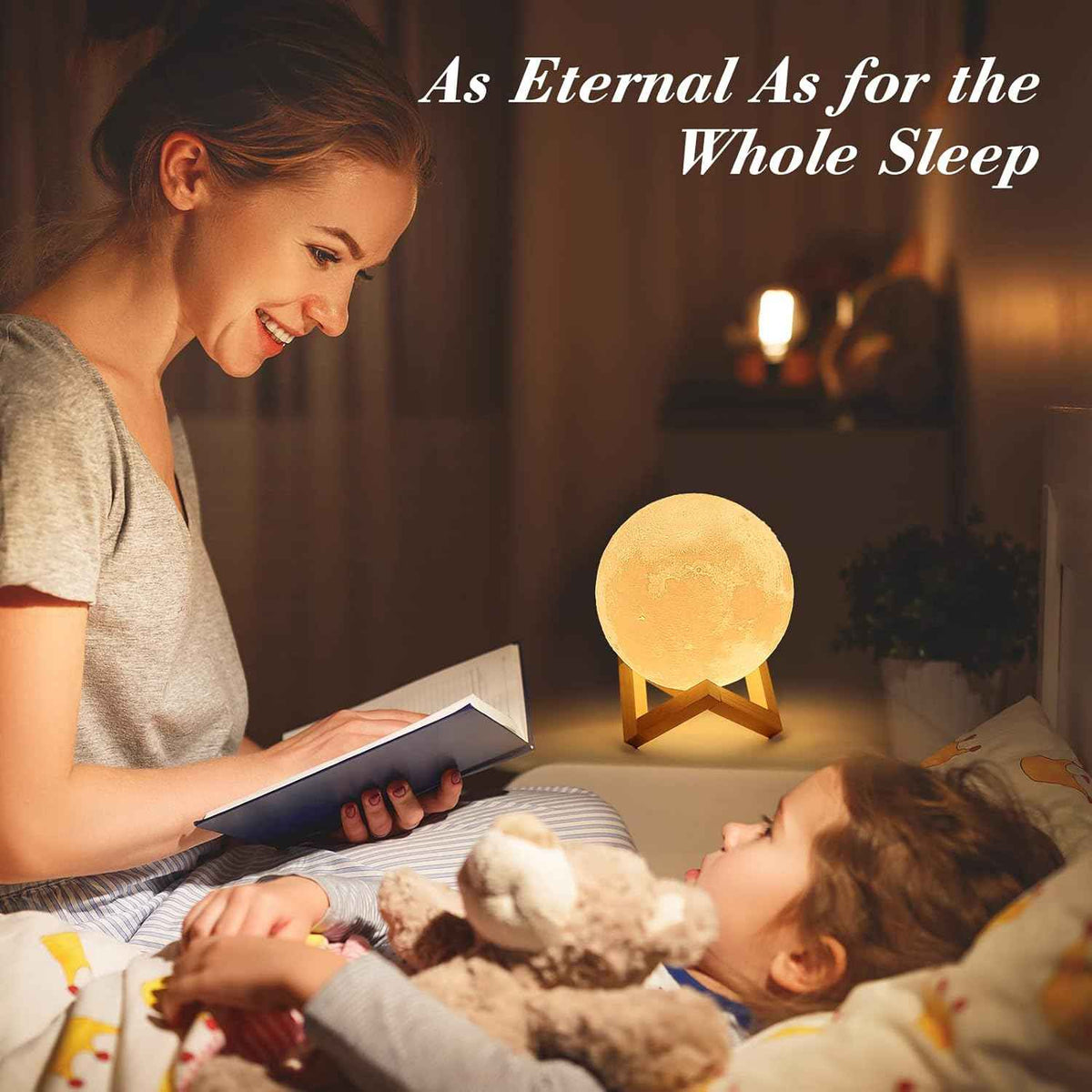 16-Color Moon Lamp Night Light with Stand & Remote Control