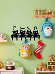 Wall-Mounted Key & Entryway Hook Rack with 7 Iron Hooks