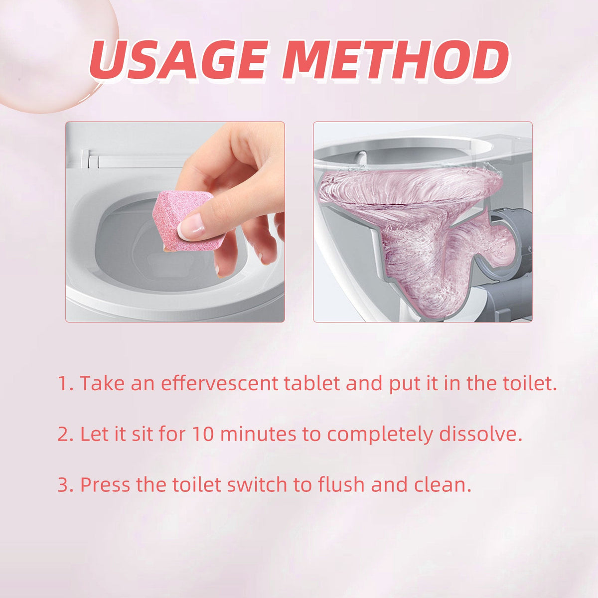 Effervescent Toilet Bowl Cleaner Deodorizing Tablets - Functional features and details