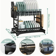 Large 2-Tier Dish Drying Rack with Drain Board - Close-up material and construction