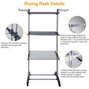 3-Tier Rolling Collapsible Clothes Drying Rack