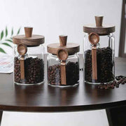 3-Piece Glass Pantry Canister Set with Spoons for Coffee, Tea & Snacks