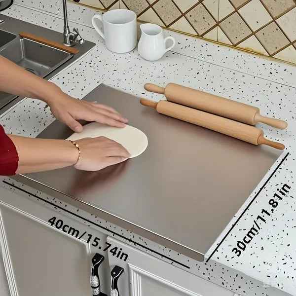 Stainless Steel Kitchen Countertop Cutting Board with Lip