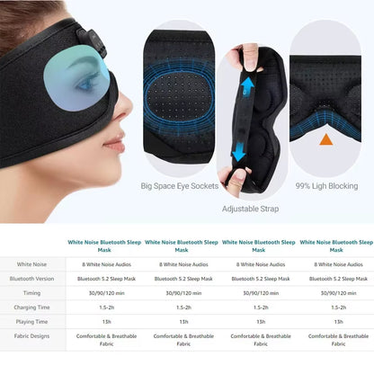 White Noise Version 3D Wireless Music Sleep Headset Bluetooth Eye Mask Microphone Call Manufacturers Dropshipping Christmas Gift