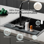 Instant-Dry Diatomaceous Earth Stone Sink Tray & Soap - Included accessories and packaging