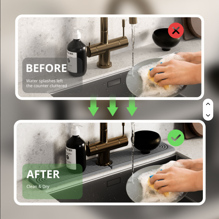Instant-Dry Diatomaceous Earth Stone Sink Tray & Soap - Lifestyle in-room application