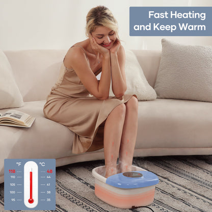 Foot Spa Bath Massager with Heat, Bubbles, and Vibration for Soothe and Comfort Feet, Blue