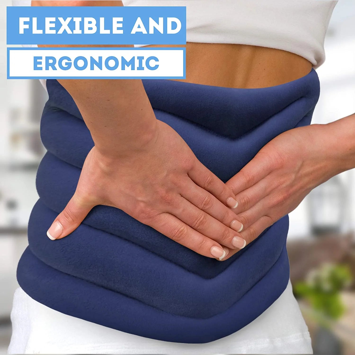 | Hot & Cold Wrap for Neck & Shoulders | Microwave Activated | Weighted Muscle Therapy | Flax Seed Fill | Blue