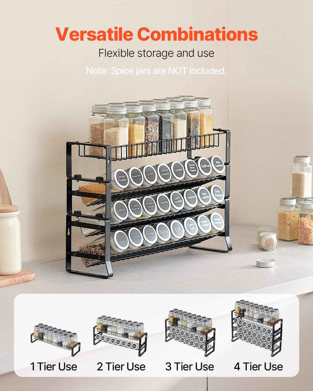 Expandable Countertop & Cabinet Spice Rack Organizer (18x11 in)
