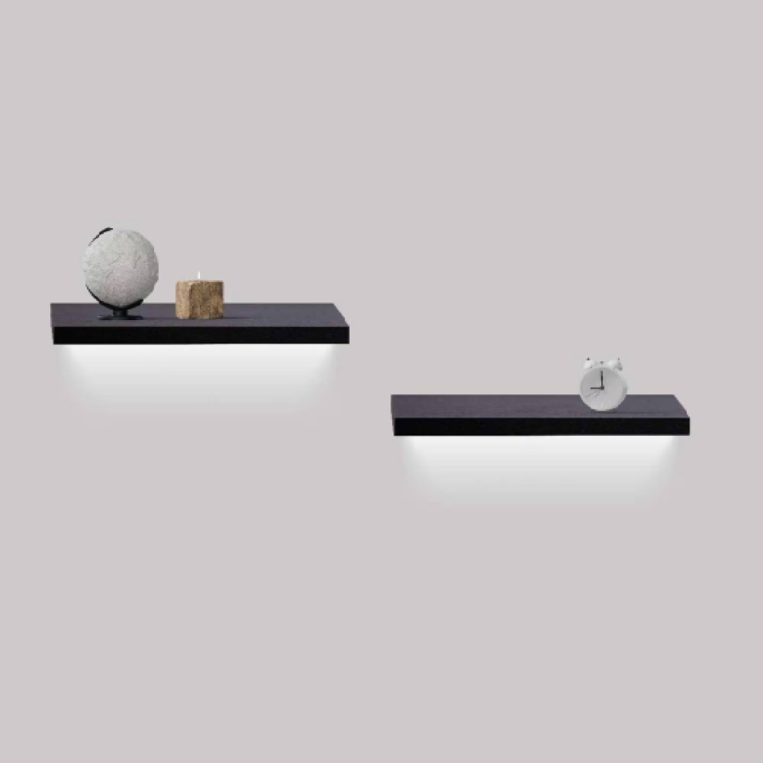 Wall-Mounted Wood Floating Shelves 15.75" with Hanging Hooks