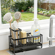 Stainless Steel Kitchen Sink Caddy Sponge Holder with - Multi-angle profile view