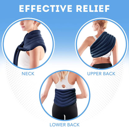 | Hot & Cold Wrap for Neck & Shoulders | Microwave Activated | Weighted Muscle Therapy | Flax Seed Fill | Blue