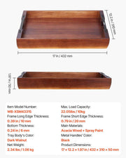 Acacia Wood Serving Tray 17" x 12" with Handles (Bath & Couch Caddy)