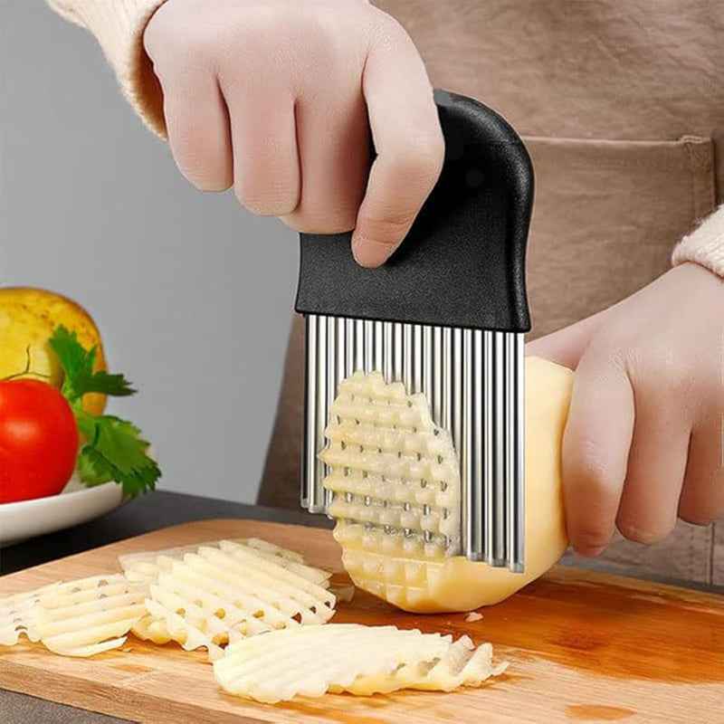 Stainless Steel Crinkle Fry Cutter & Wavy Potato Slicer Knife