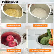 Stainless Slanted-Bottom Drain Bowl for Pasta, Rice, and Produce