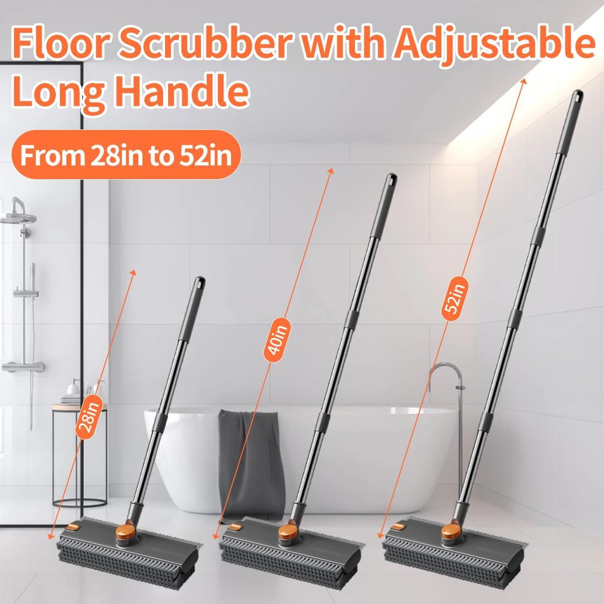 Long-Handle 3-in-1 Floor Scrub Brush with Squeegee - Main product view