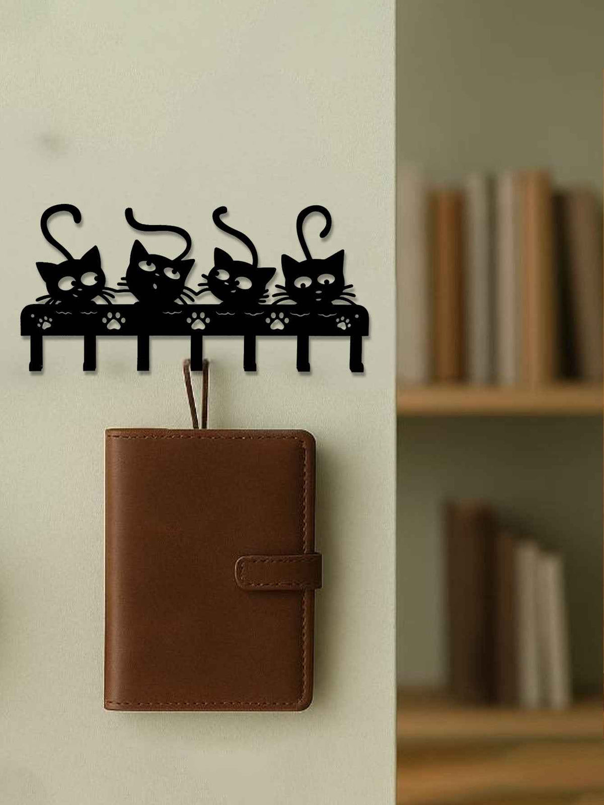 Wall-Mounted Key & Entryway Hook Rack with 7 Iron Hooks