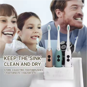 Countertop Toothbrush and Toothpaste Organizer for Electric Brushes
