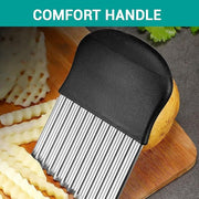 Stainless Steel Crinkle Fry Cutter & Wavy Potato - Included accessories and packaging