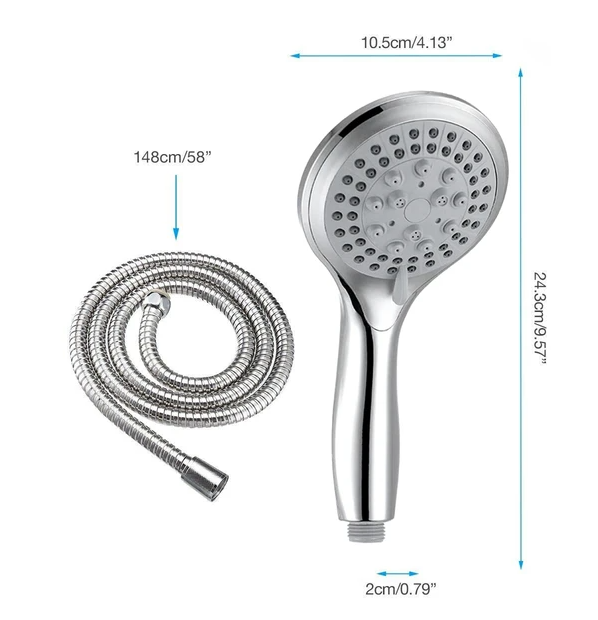 5-Setting High-Pressure Handheld Shower Head with 5 ft Hose