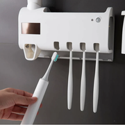 UV Toothbrush Sanitizer Holder & Automatic Toothpaste - Multi-angle profile view