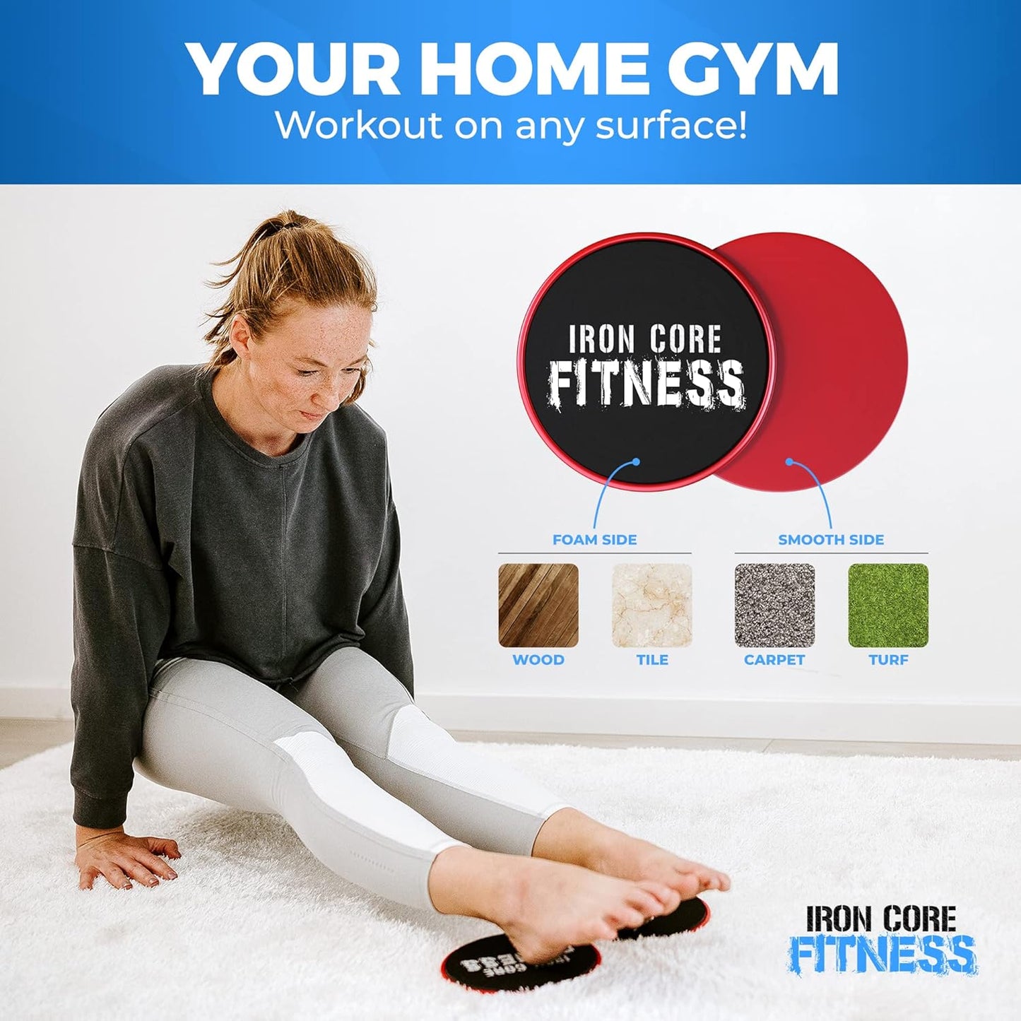 Core Sliders for Working Out Dual Sided Exercise Gliding Discs for Use on All Surfaces, Ultimate Core Trainer, Light and Portable, Gym & Home Total Body Workout Equipment