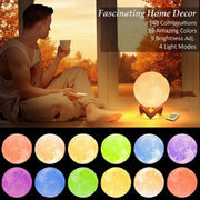 16-Color Moon Lamp Night Light with Stand & Remote - Multi-angle profile view