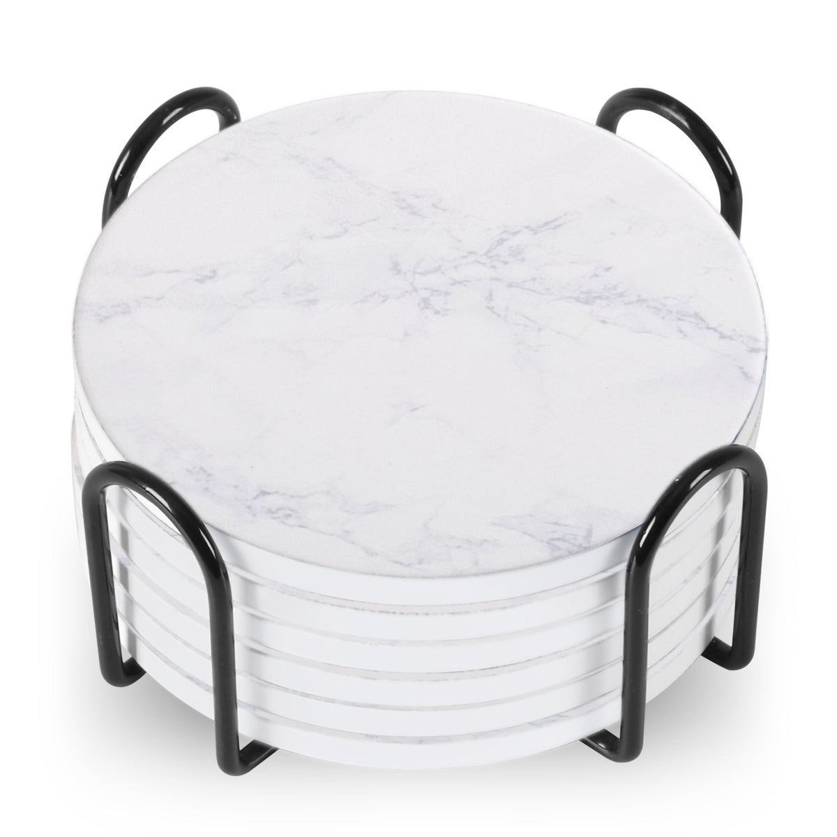 6-Piece Ceramic Coaster Set with Stand