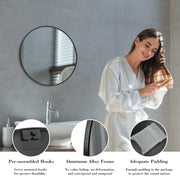 20-Inch Black Circular Wall Mirror
